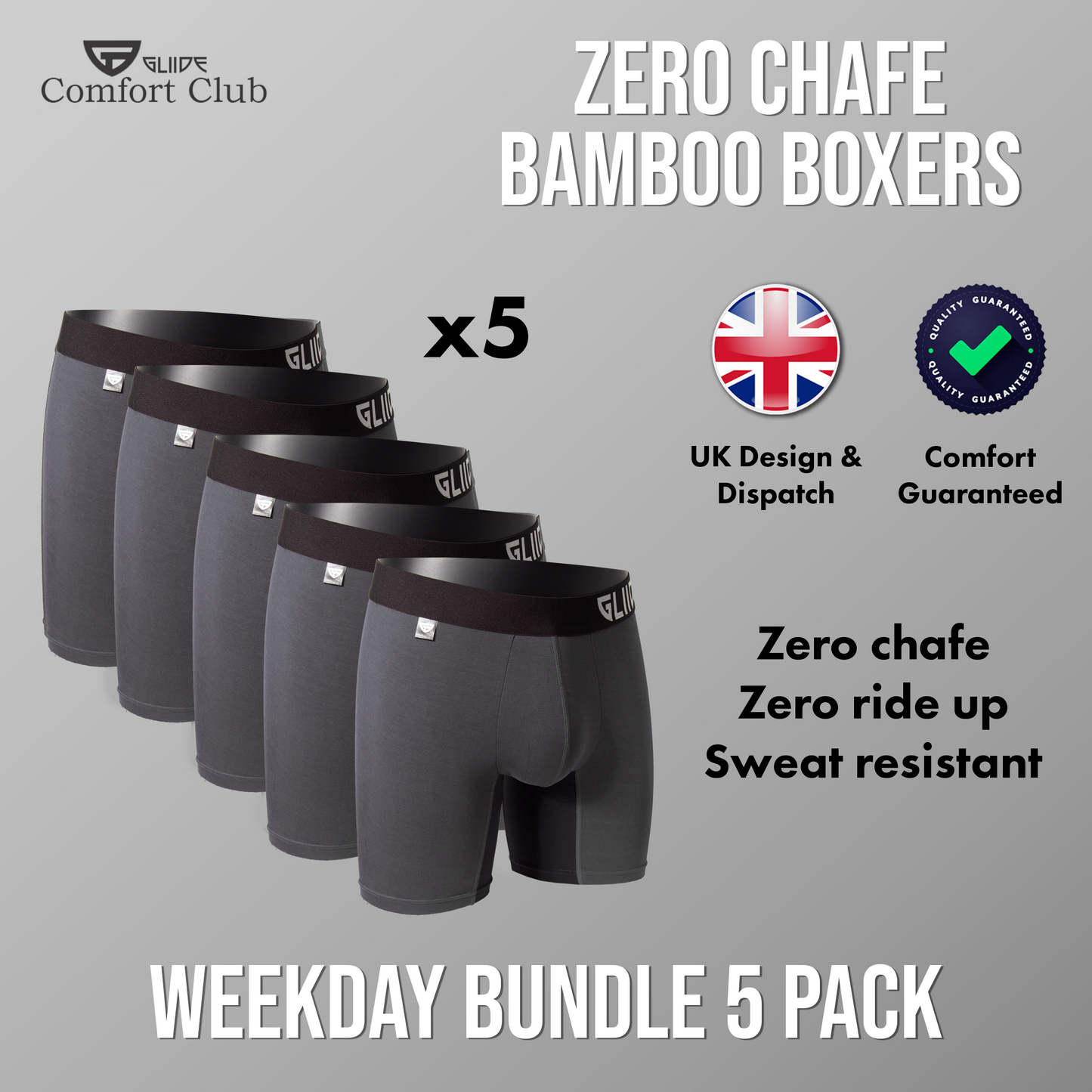 Comfort Club Trunks Weekday 5 Pack Nardo Grey