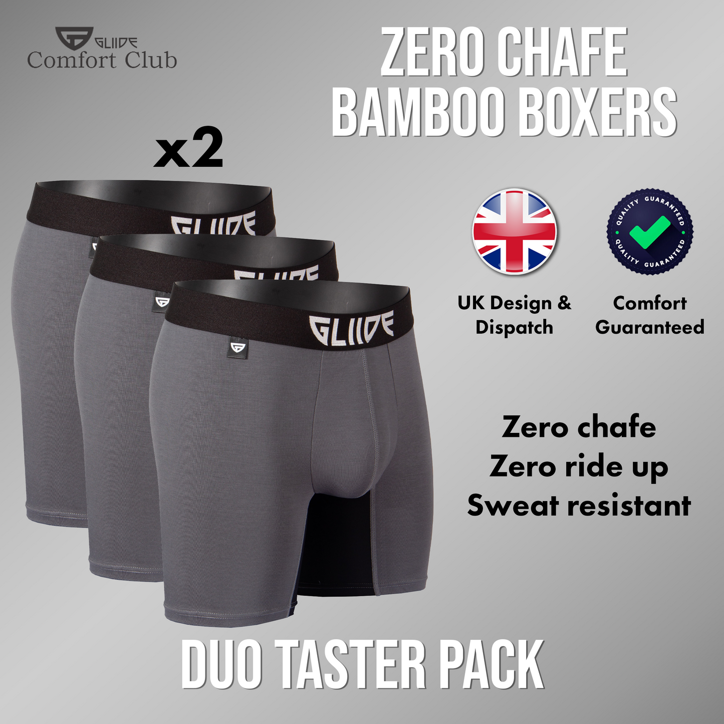 Comfort Club Trunks Triple Pack Nardo Grey